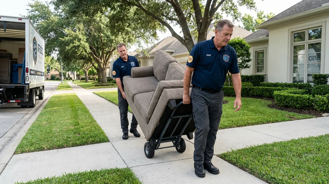 Local residential moving crew loading furniture in Lepanto, AR